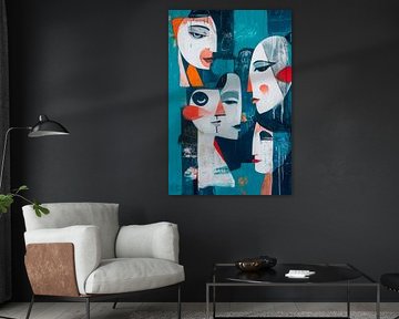 Colourful faces - abstract art by Poster Art Shop