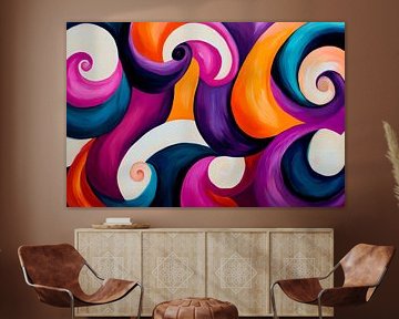 Colourful swirls of colour - abstract and lively by Poster Art Shop