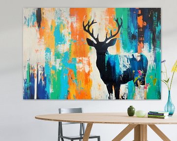 Kleurrijk hert in kunststijl van Poster Art Shop