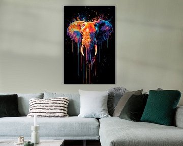Kleurrijk olifantenhoofd - expressief en levendig van Poster Art Shop