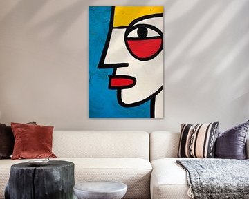 Colourful geometric face illustration by Poster Art Shop