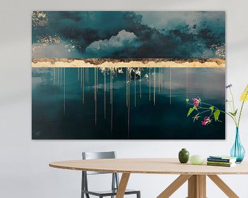 Dramatisch wolkenlandschap in het water van Poster Art Shop