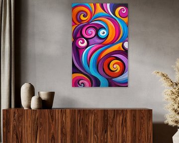Coloured spirals and wave art by Poster Art Shop