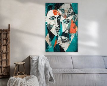 Visages en forme abstraite - Coloré sur Poster Art Shop