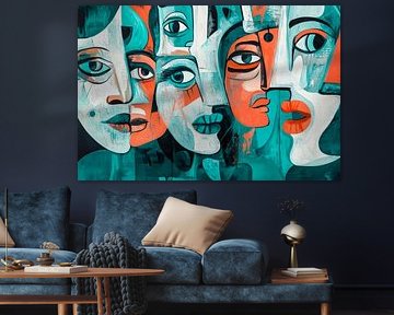 Motifs faciaux en couleurs - Modernes et expressifs sur Poster Art Shop