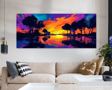 Lively sunset by the water by Poster Art Shop