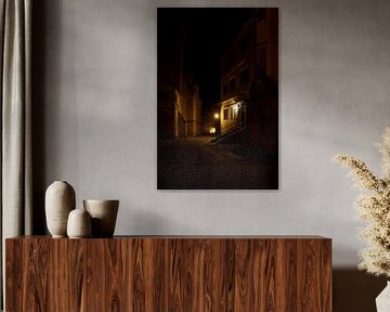 Scène de nuit à l'église Saint-Jacques à Rothenburg ob der Tauber