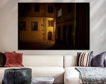 Scène de nuit à l'ancienne école Jakobsschule à Rothenburg ob der Tauber