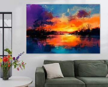 Zonsondergang over het water van Poster Art Shop
