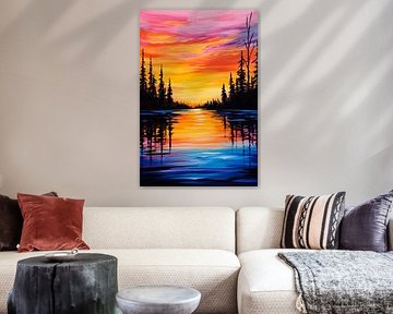 Zonsondergang weerspiegeld in het water van Poster Art Shop