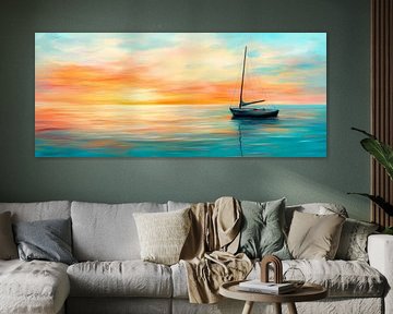 Coucher de soleil sur une eau calme sur Poster Art Shop