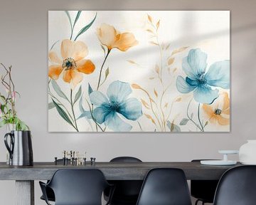 Delicate floral illustration in pastel colours by Poster Art Shop