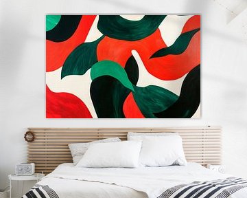 Abstrakte Farbkomposition Rot und Grün von Poster Art Shop