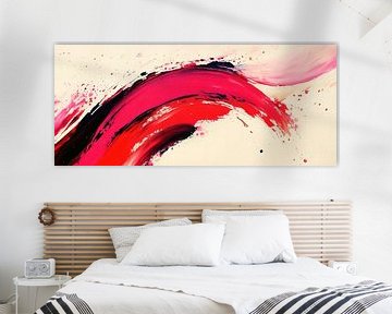 Abstracte kleurenstromen in roze en rood van Poster Art Shop