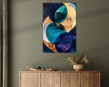 Abstract geometry in blue and gold by Poster Art Shop