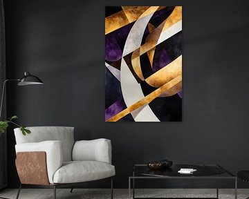 Abstract geometry in gold and purple by Poster Art Shop
