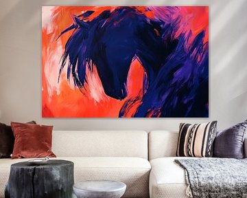 Abstract paardenprofiel in felle kleuren van Poster Art Shop