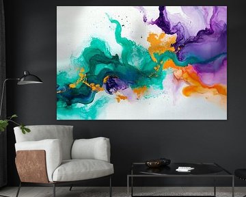 Flux d'aquarelle aux couleurs vives sur Poster Art Shop