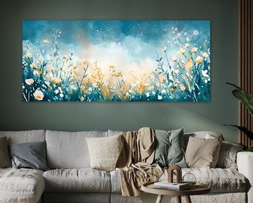 Bloeiend veld in zachte kleuren van Poster Art Shop