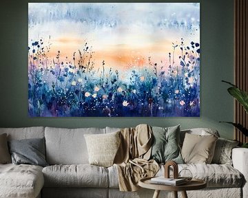 Blooming watercolour field - Soft colours by Poster Art Shop