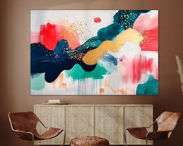 Abstraction colorée avec des accents dorés sur Poster Art Shop