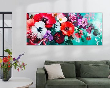 Des fleurs multicolores en détail sur Poster Art Shop