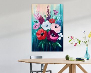 Colourful floral splendour in art style by Poster Art Shop