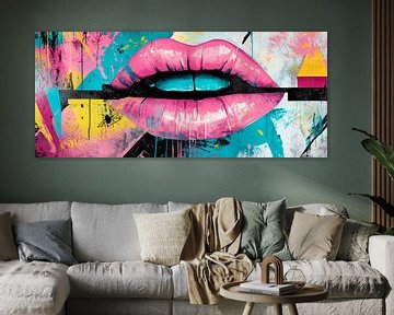 Kleurrijke lippenstift - expressief en modern van Poster Art Shop