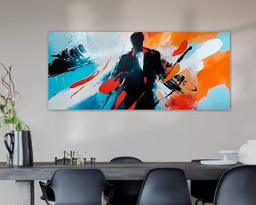 Dynamisches Silhouettenporträt – Farbenspiel von Poster Art Shop