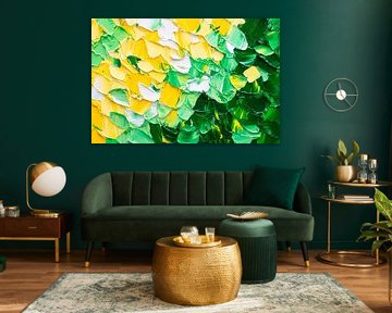 Farbenfrohe Pinselstriche – Grün-Gelb-Variationen von Poster Art Shop