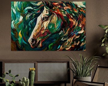 Kleurrijk paardenportret - Abstract van Poster Art Shop