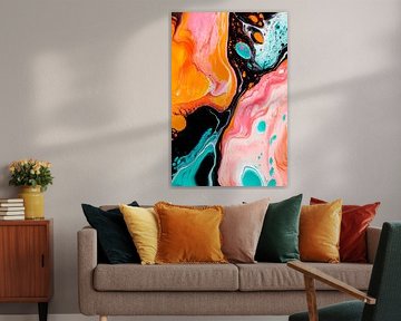 Explosion de couleurs en noir et orange sur Poster Art Shop