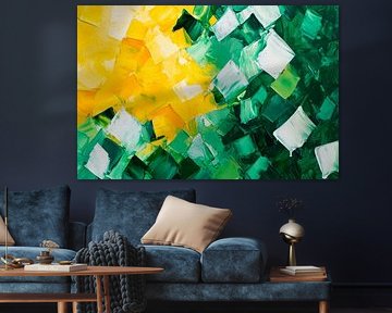 Farbige Abstraktion in Gelb und Grün von Poster Art Shop