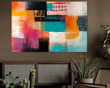 Kleurrijke abstractie op canvas van Poster Art Shop