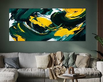 Colourful abstraction in green and yellow by Poster Art Shop