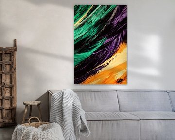 Gekleurde penseelstreken - Abstract van Poster Art Shop