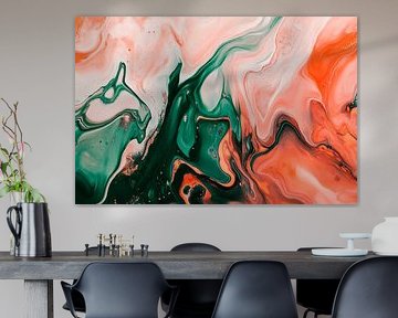Marbrures colorées en orange-vert sur Poster Art Shop