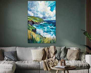 Coastal landscape with wave movement by Poster Art Shop