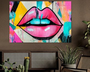 Pop-art lippen in levendige kleuren van Poster Art Shop