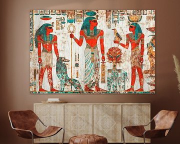 Egyptische afbeelding van goden - Gekleurd van Poster Art Shop