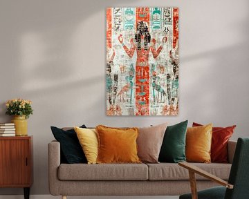 Egyptische muurschildering - Kleurrijk en rijk aan details van Poster Art Shop