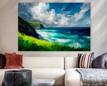 Coastal landscape with waves and clouds by Poster Art Shop