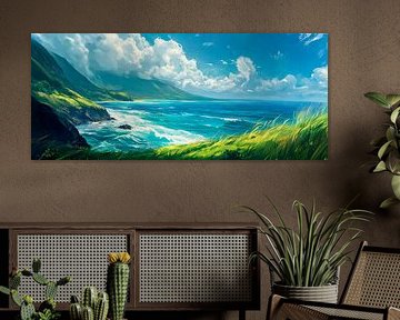 Kustlandschap in de zon van Poster Art Shop