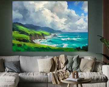 Kustlandschap met wolkenmagie van Poster Art Shop