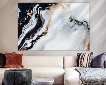 Marmerstructuur in zwart en wit van Poster Art Shop