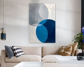 Moderne Blauwe Cirkels - Abstracte Kunst van Poster Art Shop