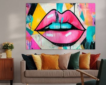 Pop-art lippen in levendige kleuren van Poster Art Shop