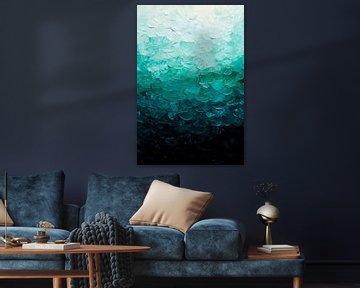 Golfvormen in blauwgroen - Abstract van Poster Art Shop