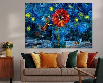 DIGITAL PAINTING AND ARTIFICIAL INTELLIGENCE : FLOWERS IN WATER by Photoart-Naegele