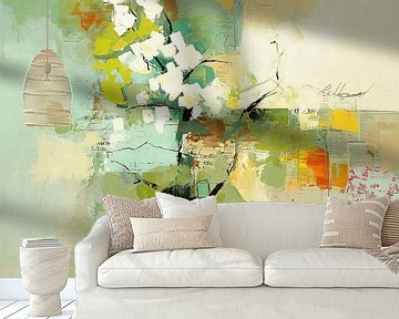 Abstracte Bloem decor van Abstract Schilderij
